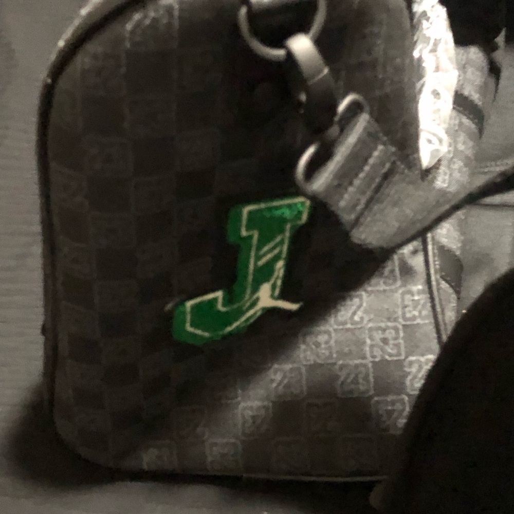 Air Jordan 23 Flight Club Patches Black Monogram Duffle Bag 40L NEW, NWT - Picture 6 of 9